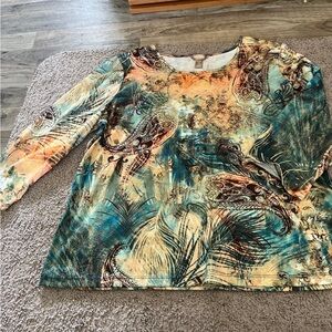 White stag orange and blue blouse size XXL